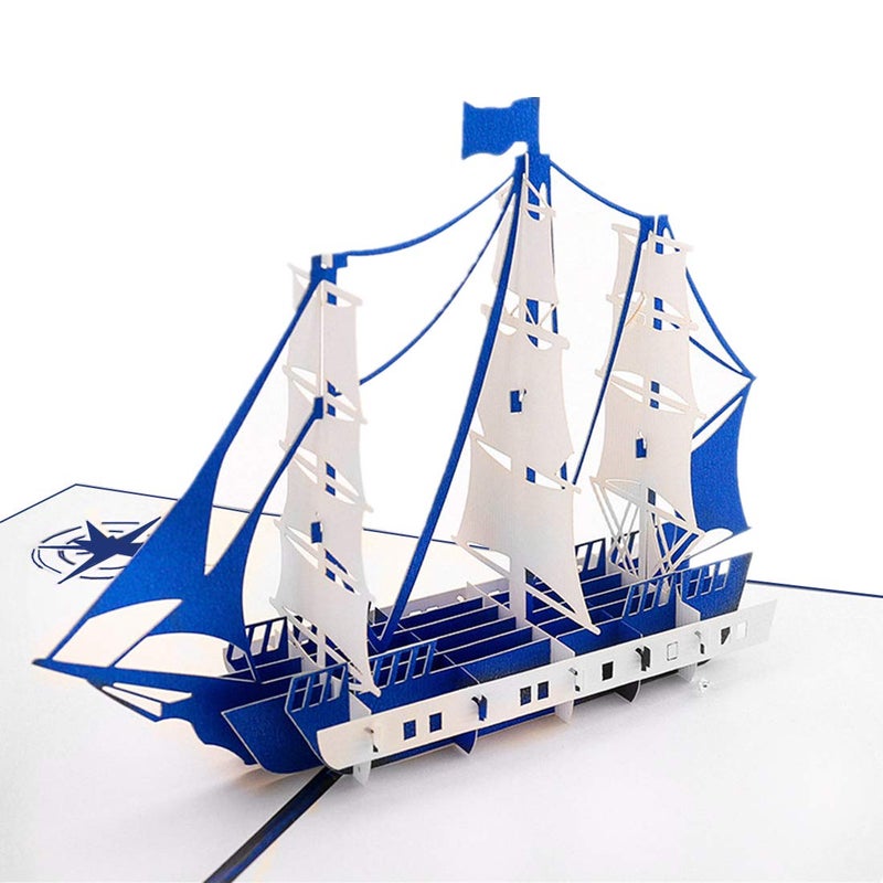 the love 2-Pack Sailing Boat Pop Up Cards Greeting Cards for Men and Boys Congratulation, for Special Day Father's Day Valentine's Day, Birthday or Wedding, with Envelope (Navy) - Image 1